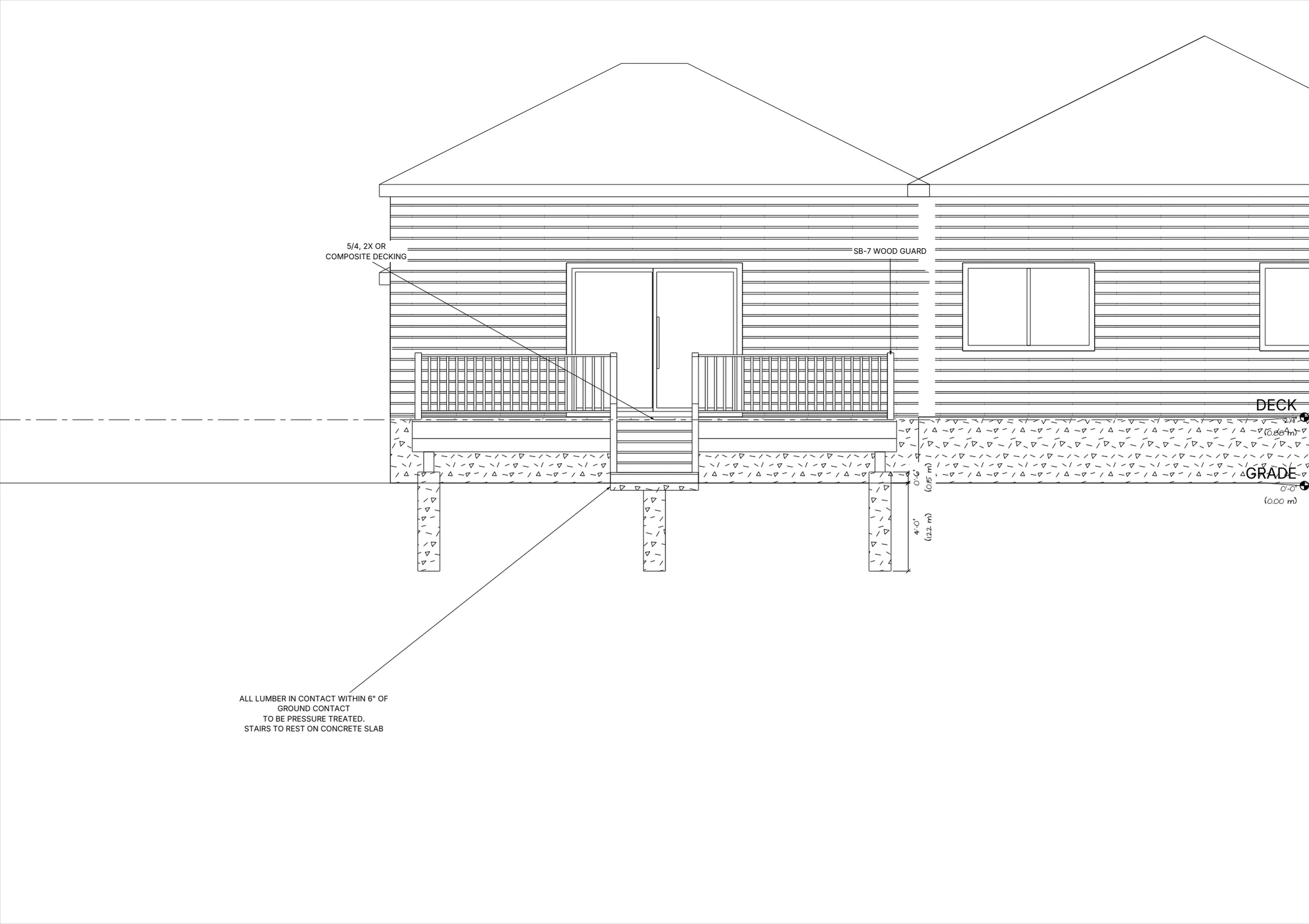 22x10 Medium Raised Deck elevations preview