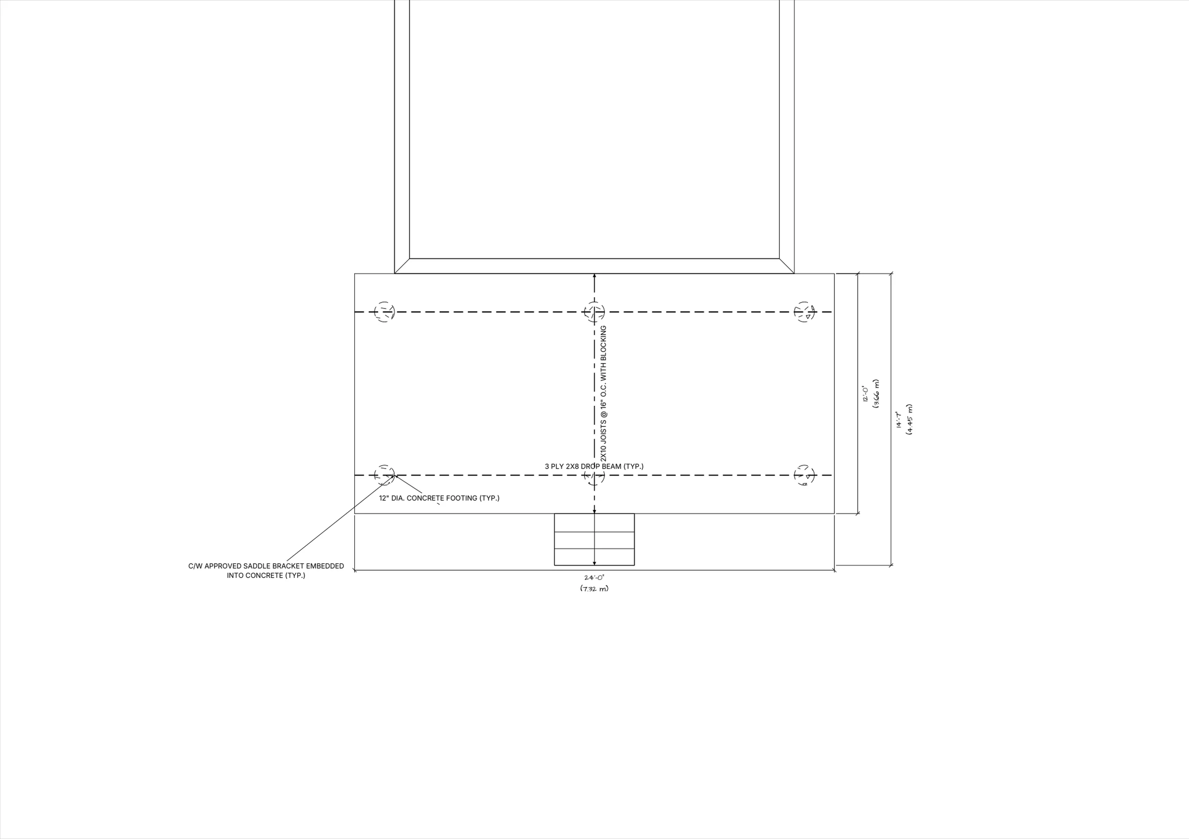 24x12 Spacious Ground-Level Deck floor plan preview