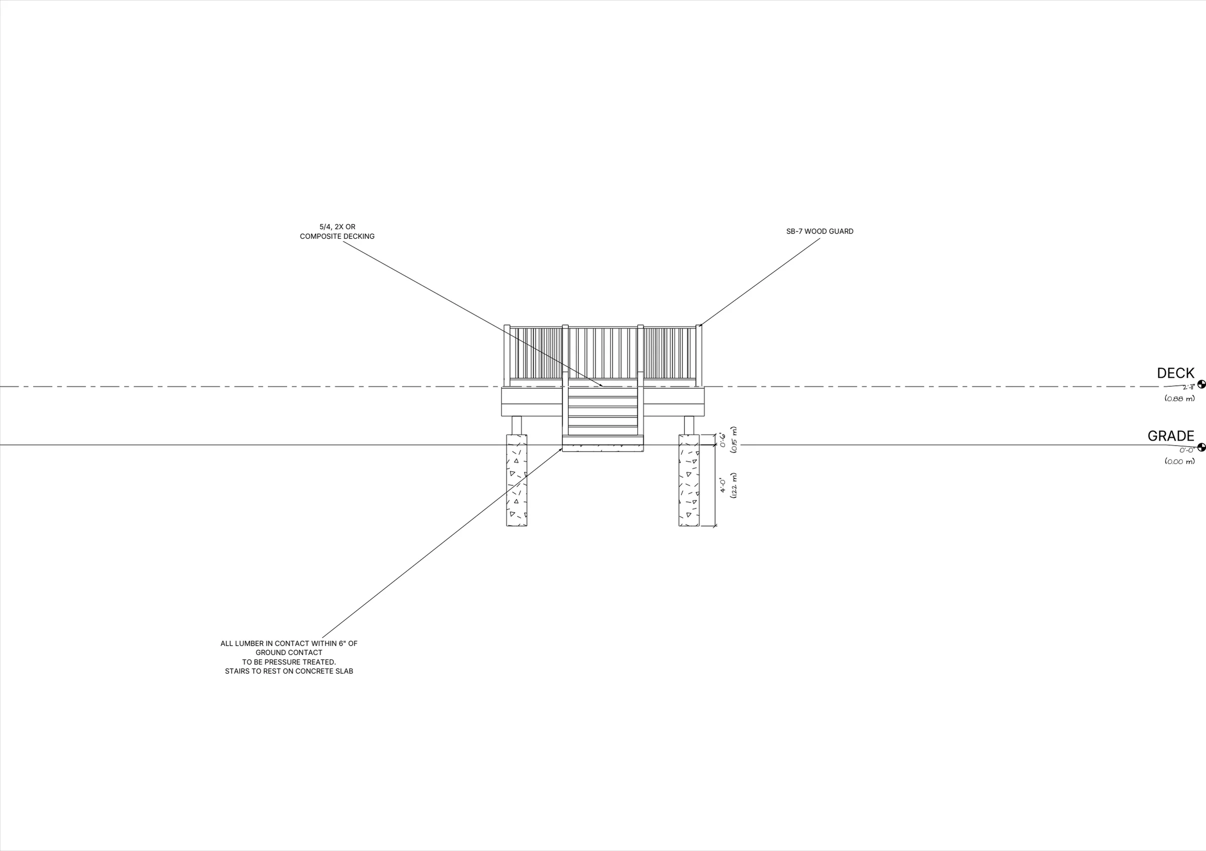 10x10 Budget Raised Deck elevations preview