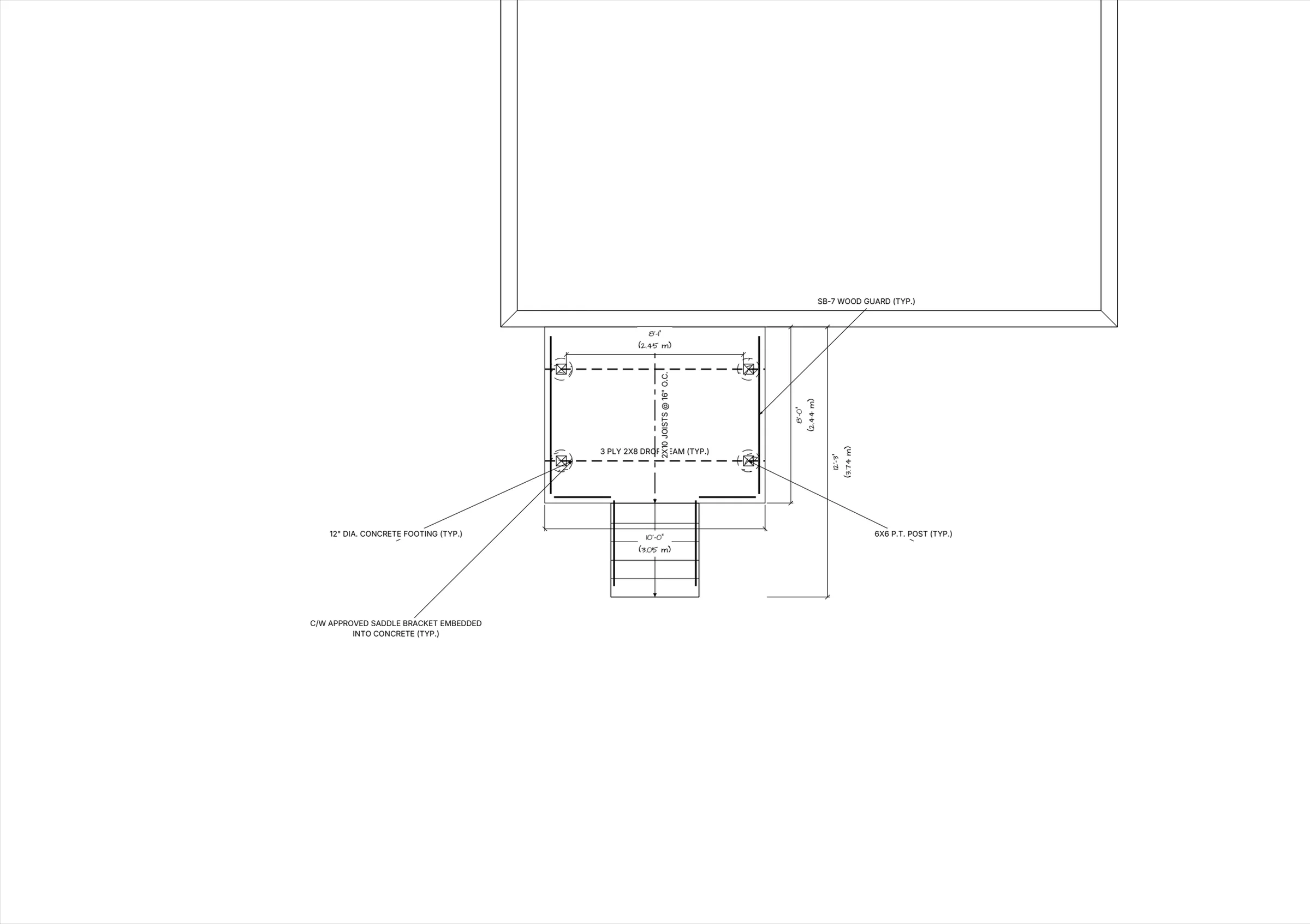 10x8 Budget Raised Deck floor plan preview