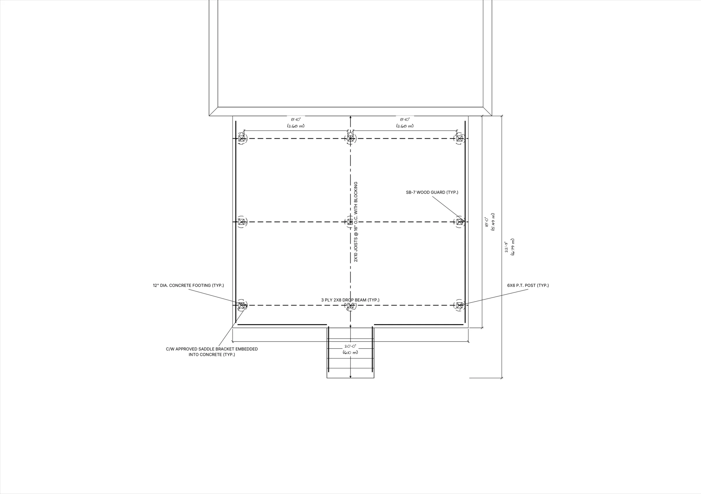 20x18 Spacious Raised Deck floor plan preview