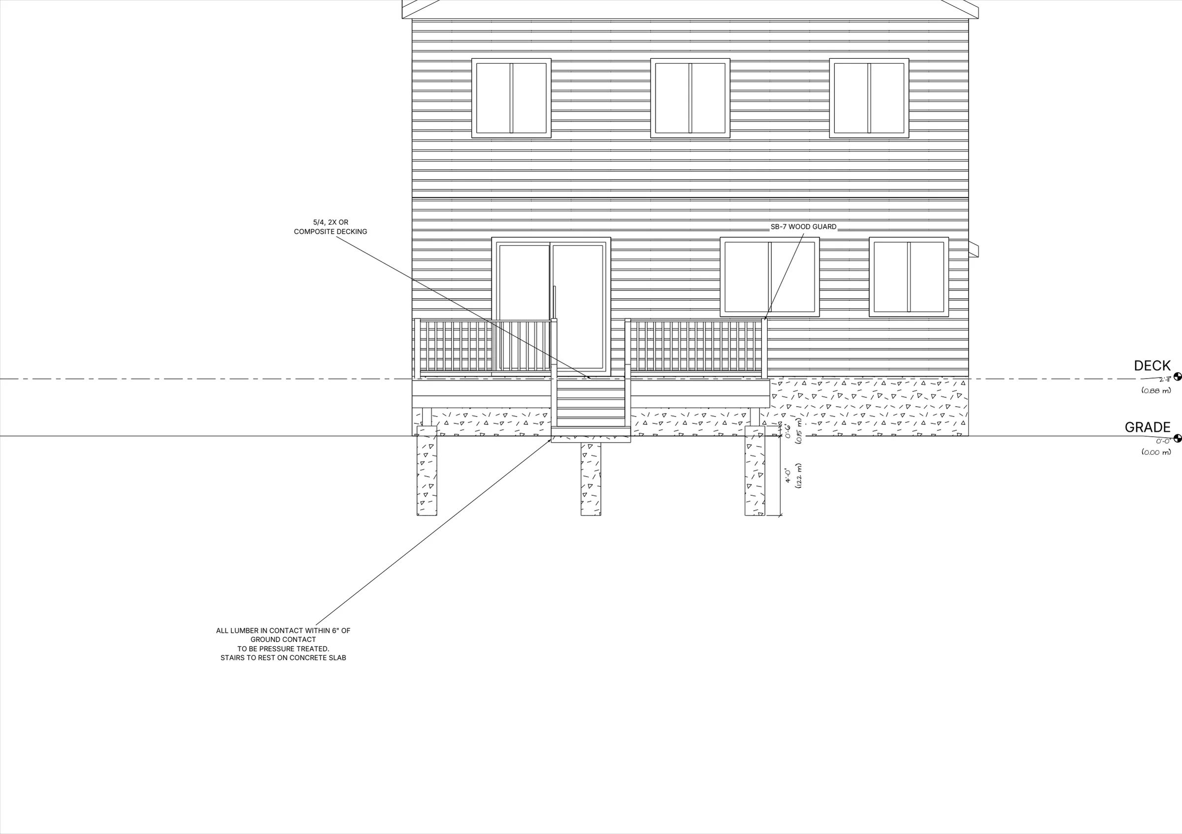 18x12 Medium Raised Deck elevations preview
