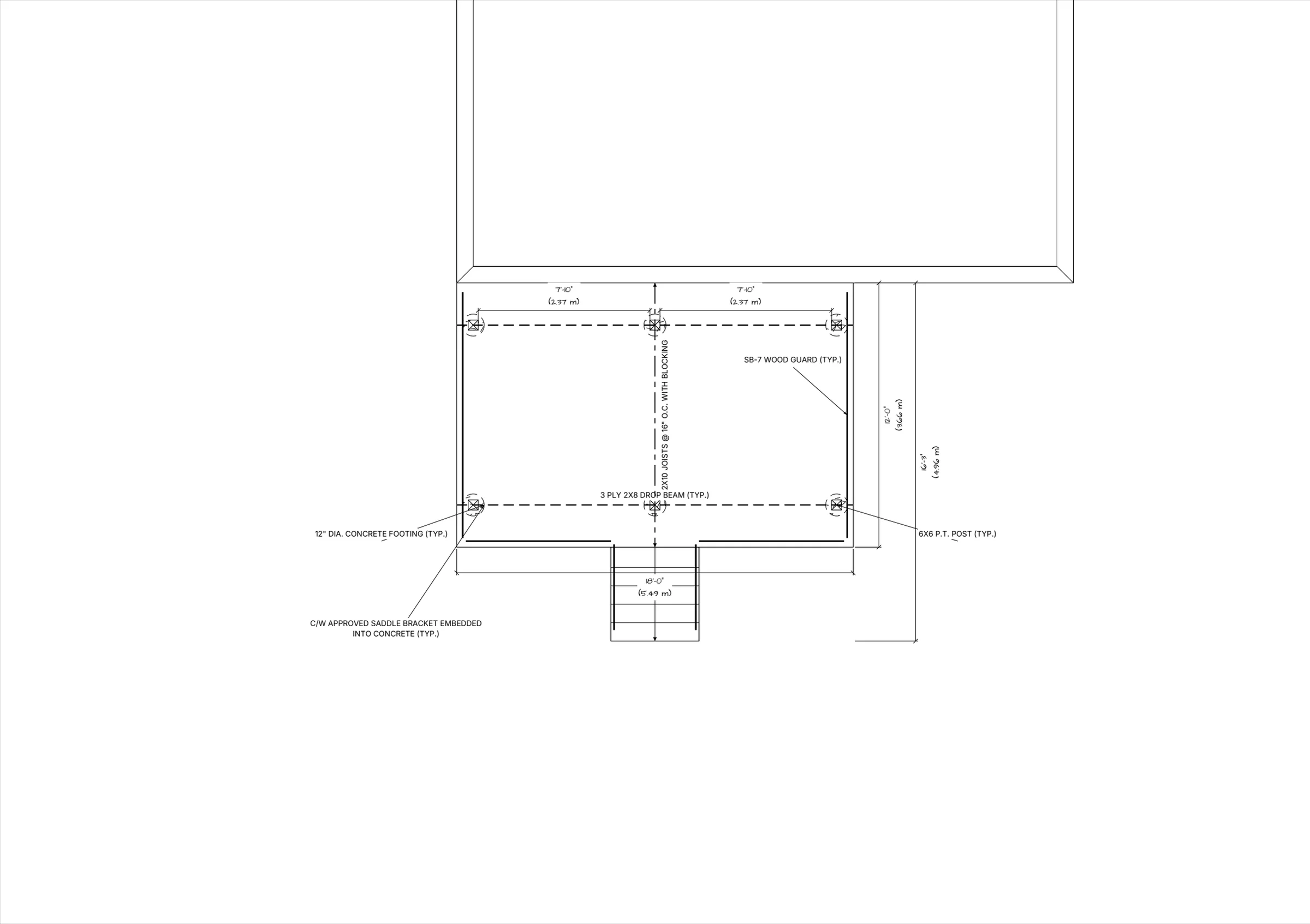 18x12 Medium Raised Deck floor plan preview