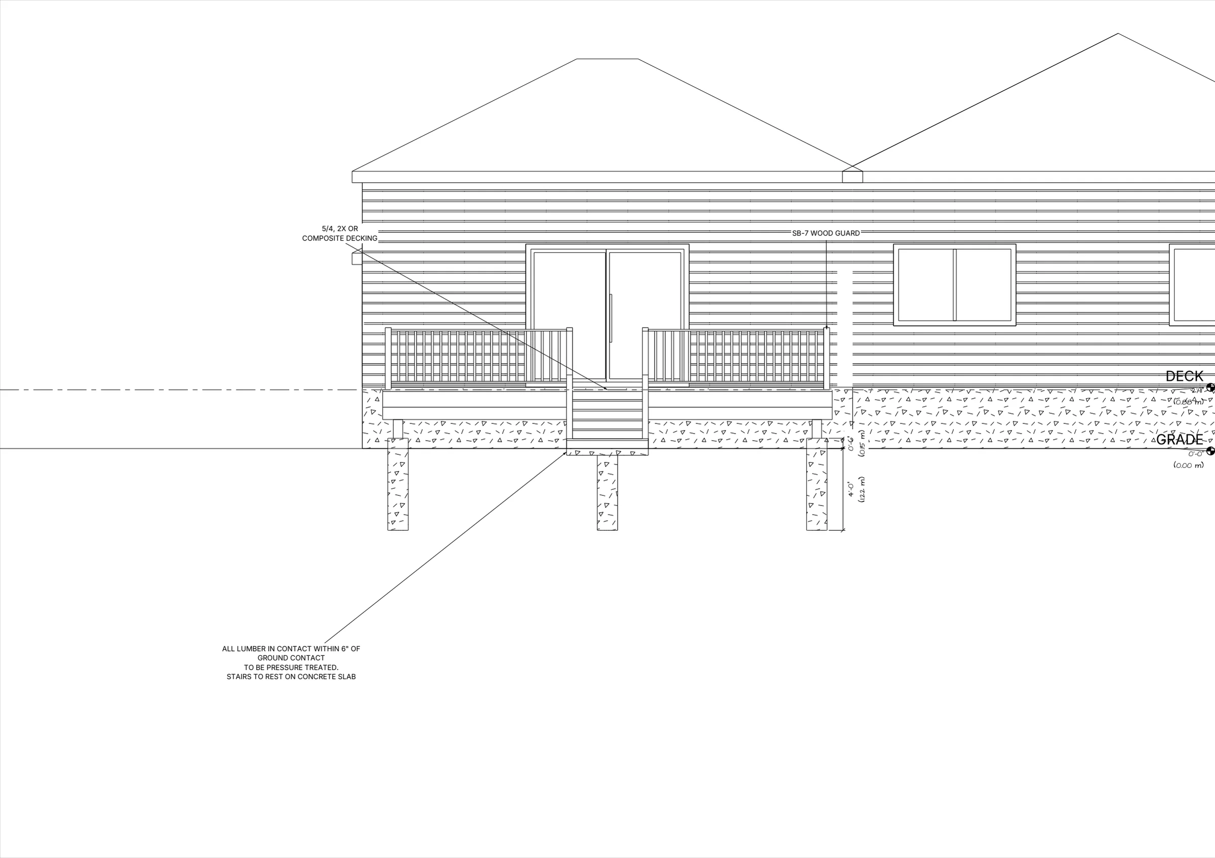 22x8 Medium Raised Deck elevations preview