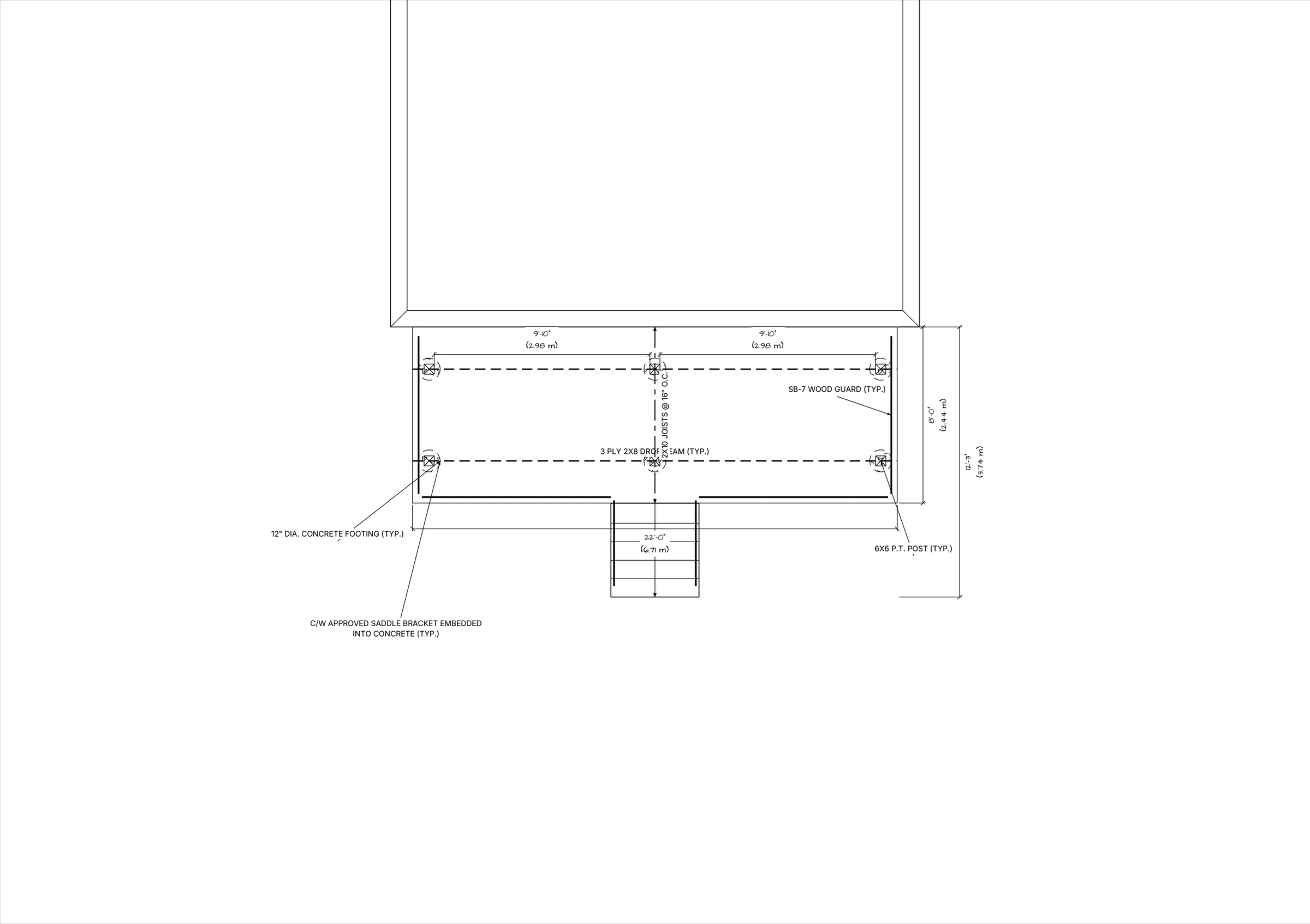 22x8 Medium Raised Deck floor plan preview