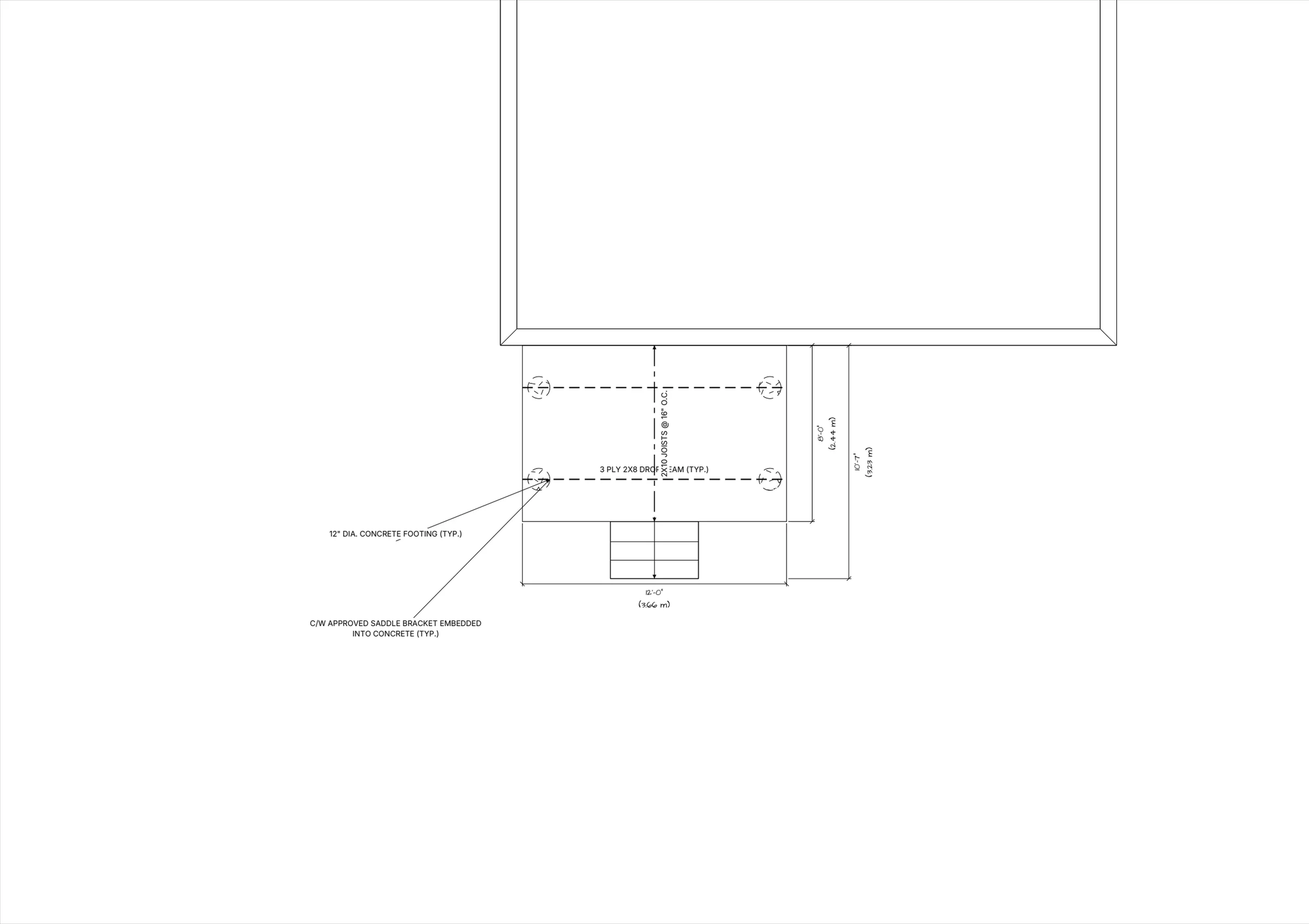 8x12 Budget Ground-Level Deck floor plan preview