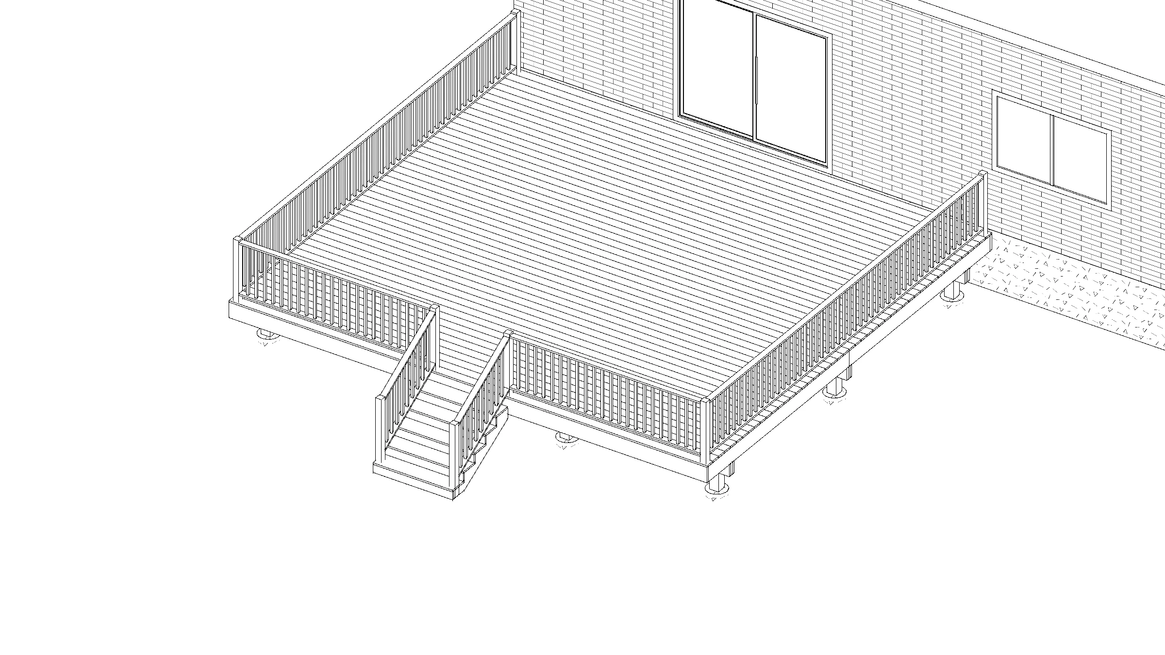 24x22 Spacious Raised Deck deck plan