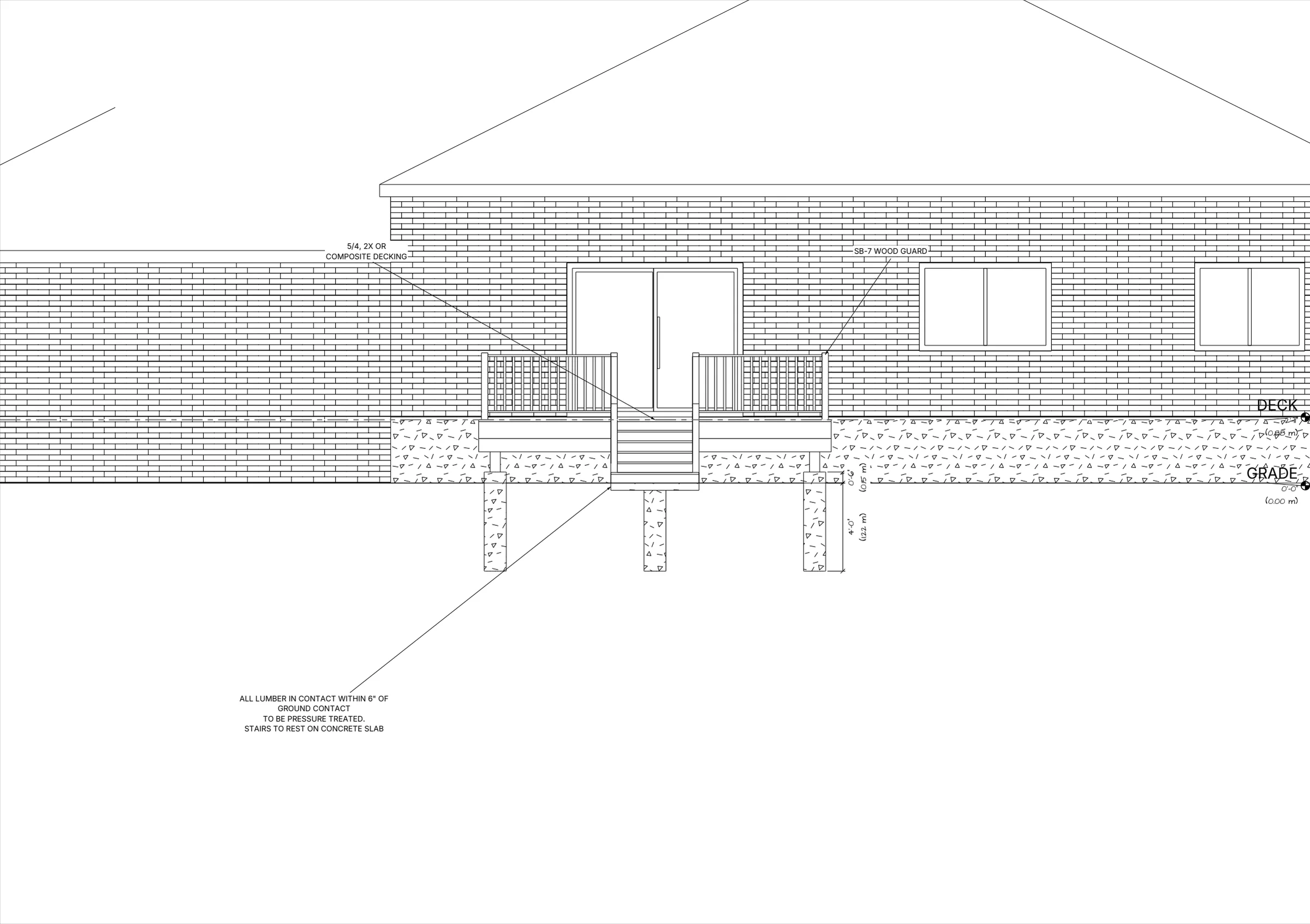 16x12 Medium Raised Deck elevations preview