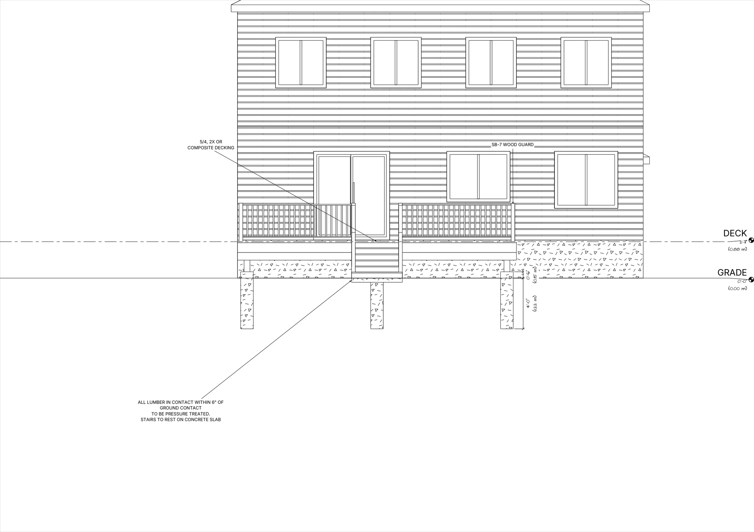 18x22 Spacious Raised Deck elevations preview