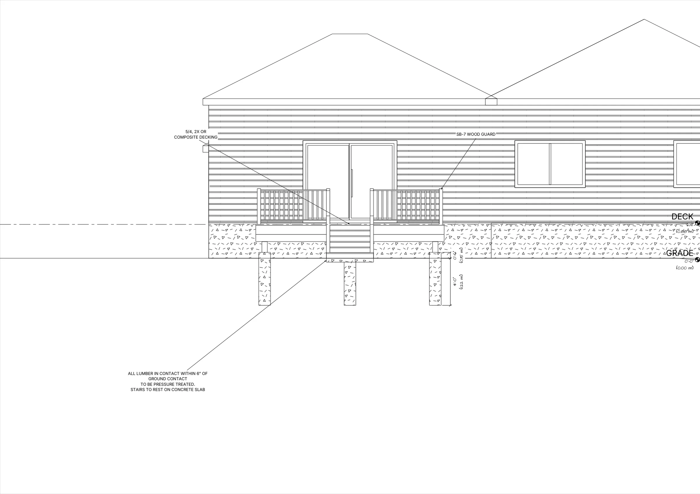 12x16 Medium Raised Deck elevations preview