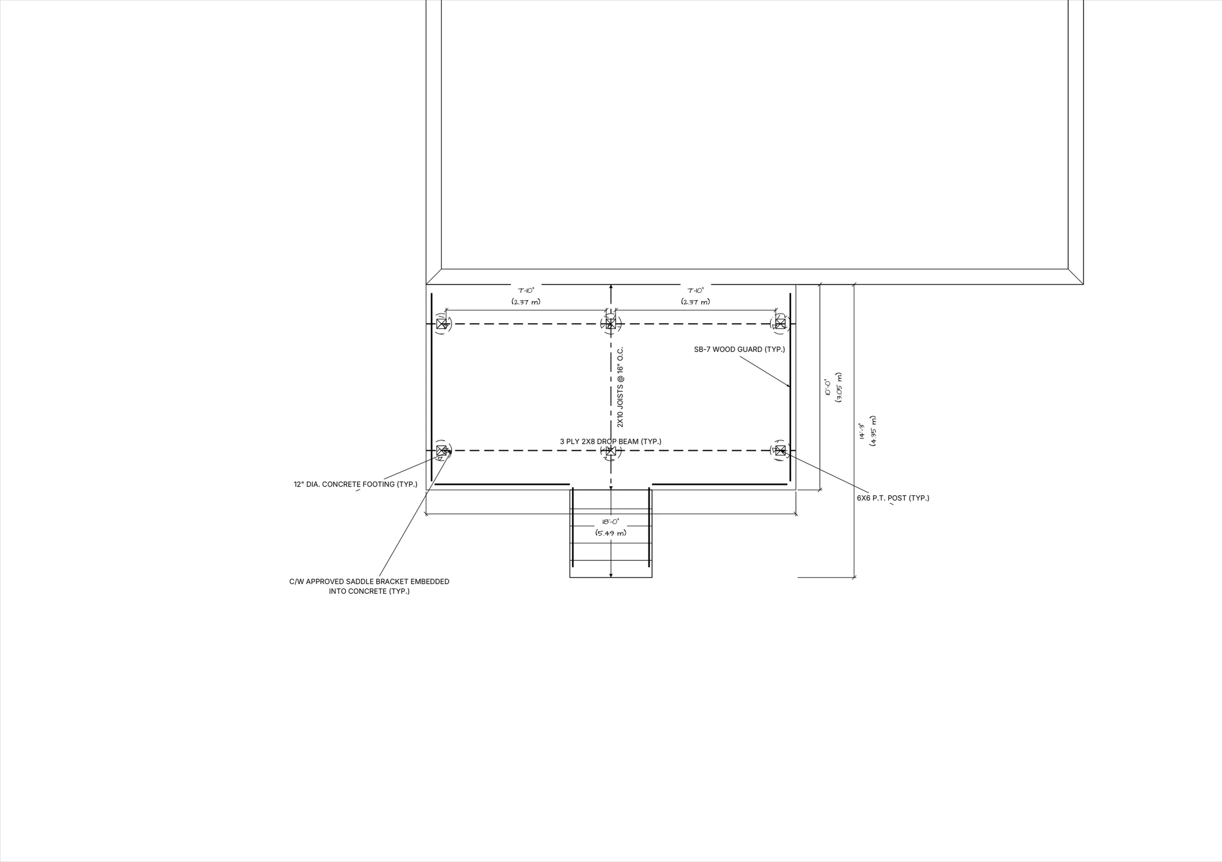 18x10 Medium Raised Deck floor plan preview