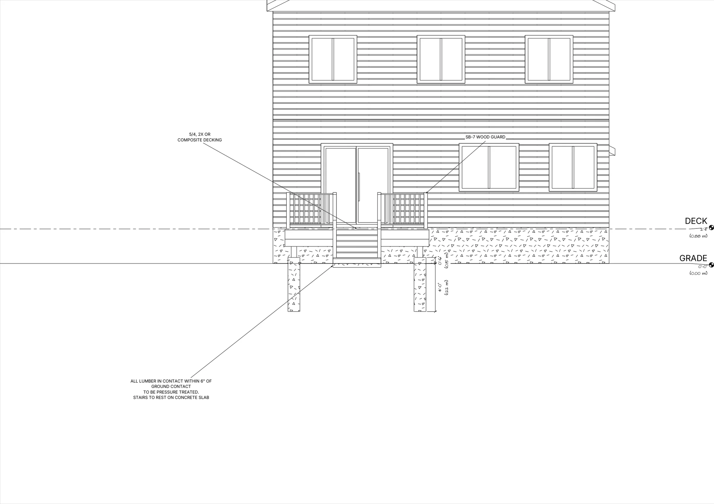 12x10 Budget Raised Deck elevations preview