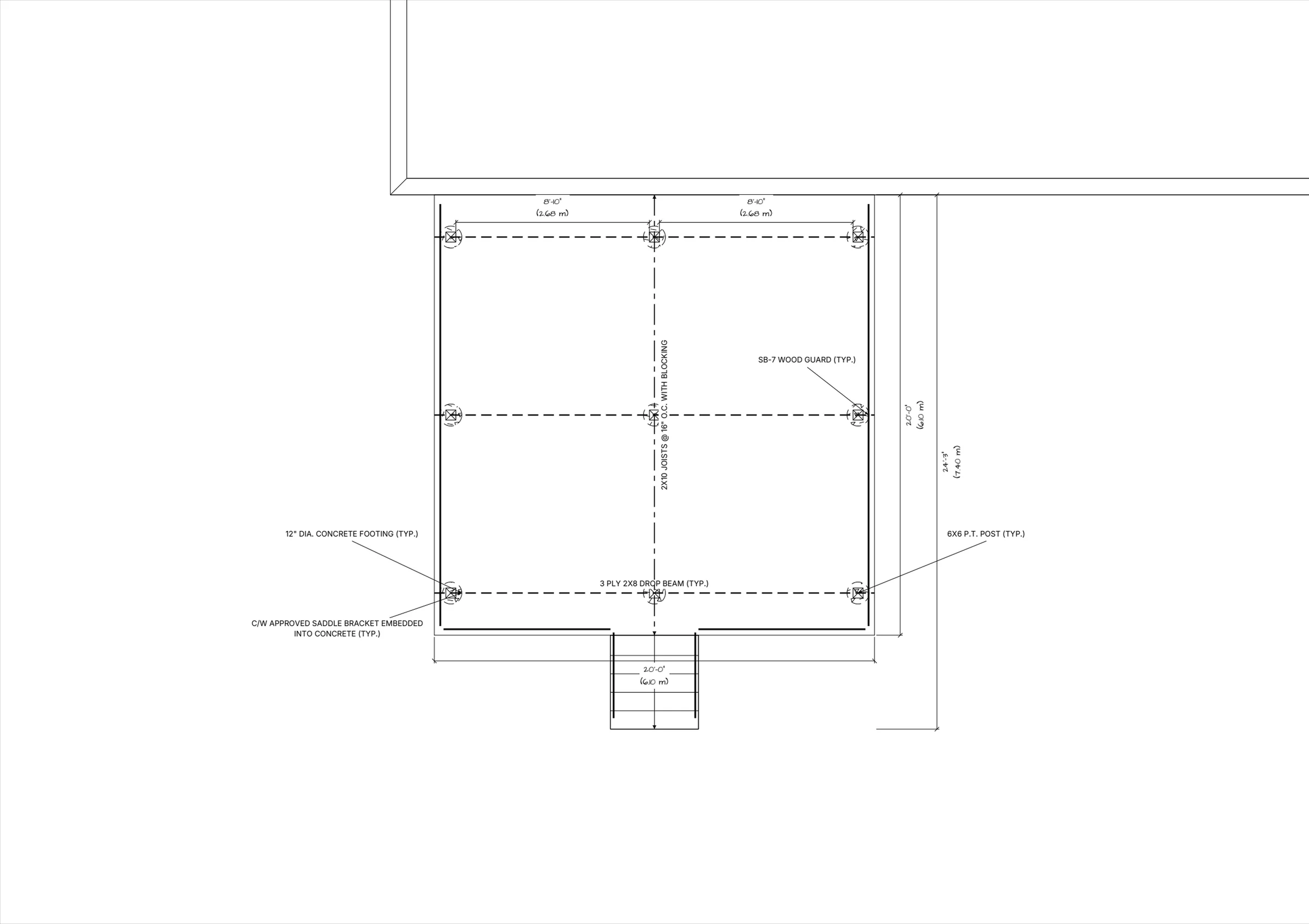 20x20 Spacious Raised Deck floor plan preview