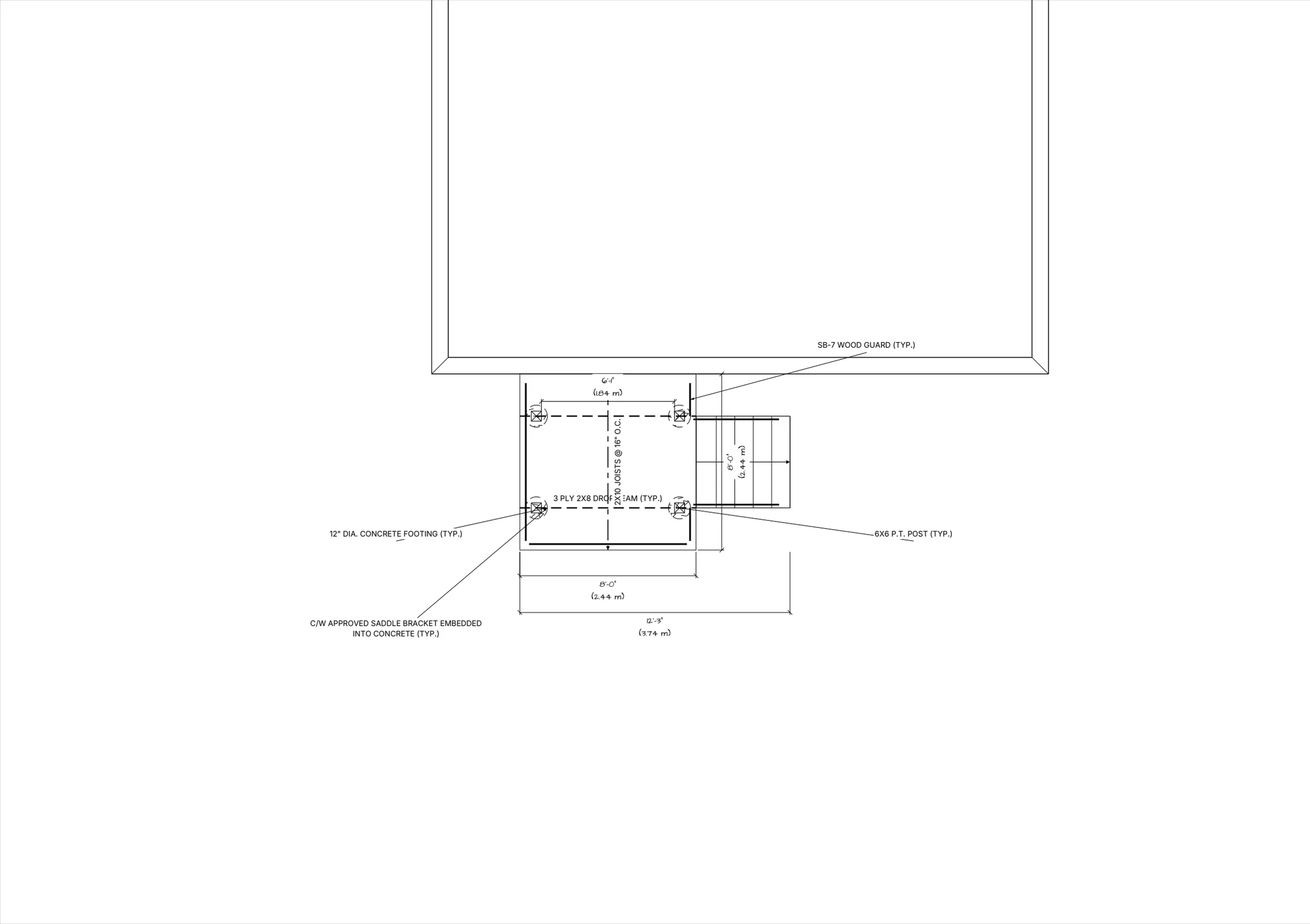 8x8 Budget Raised Deck floor plan preview