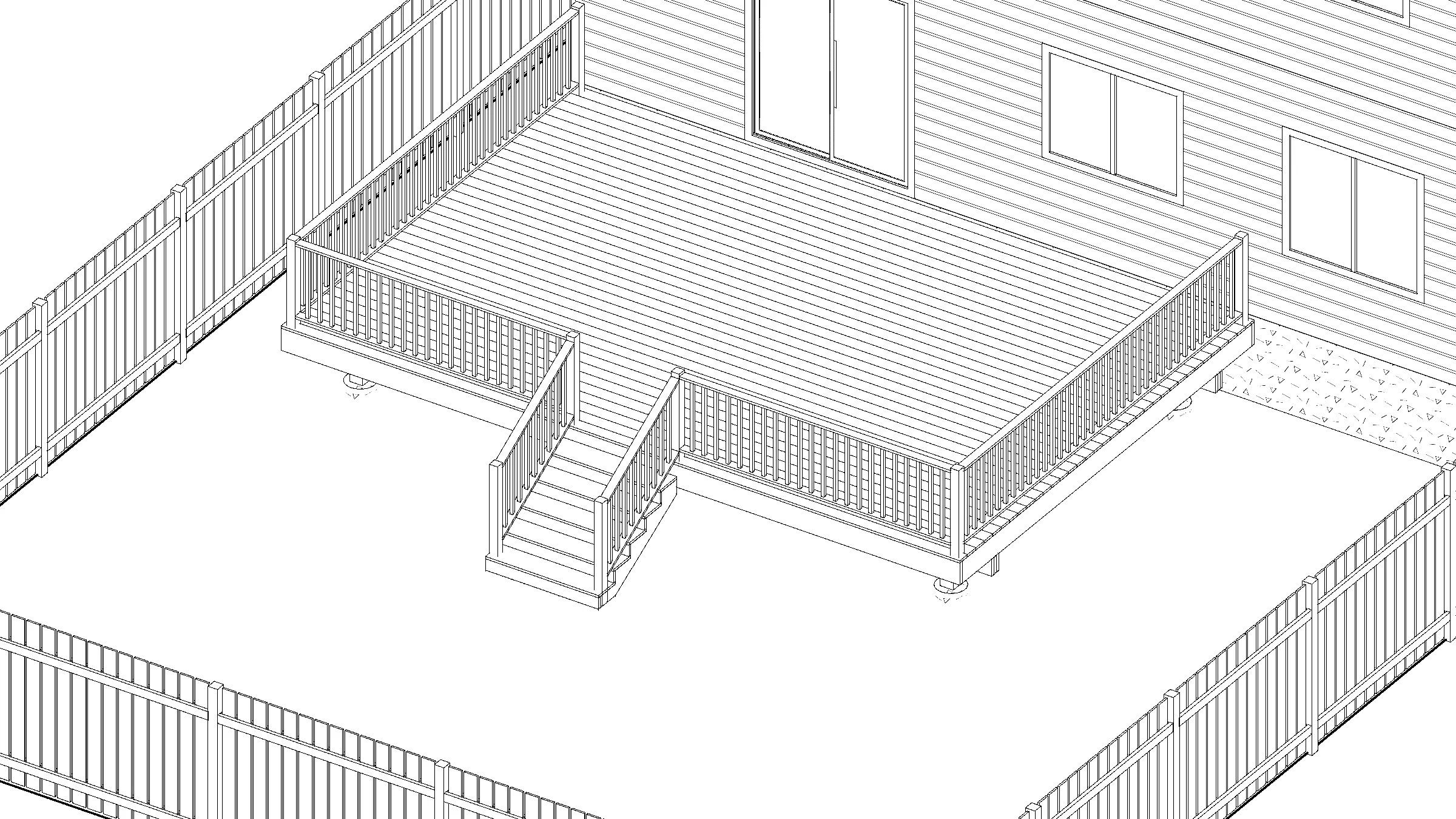 16x24 Spacious Raised Deck deck plan