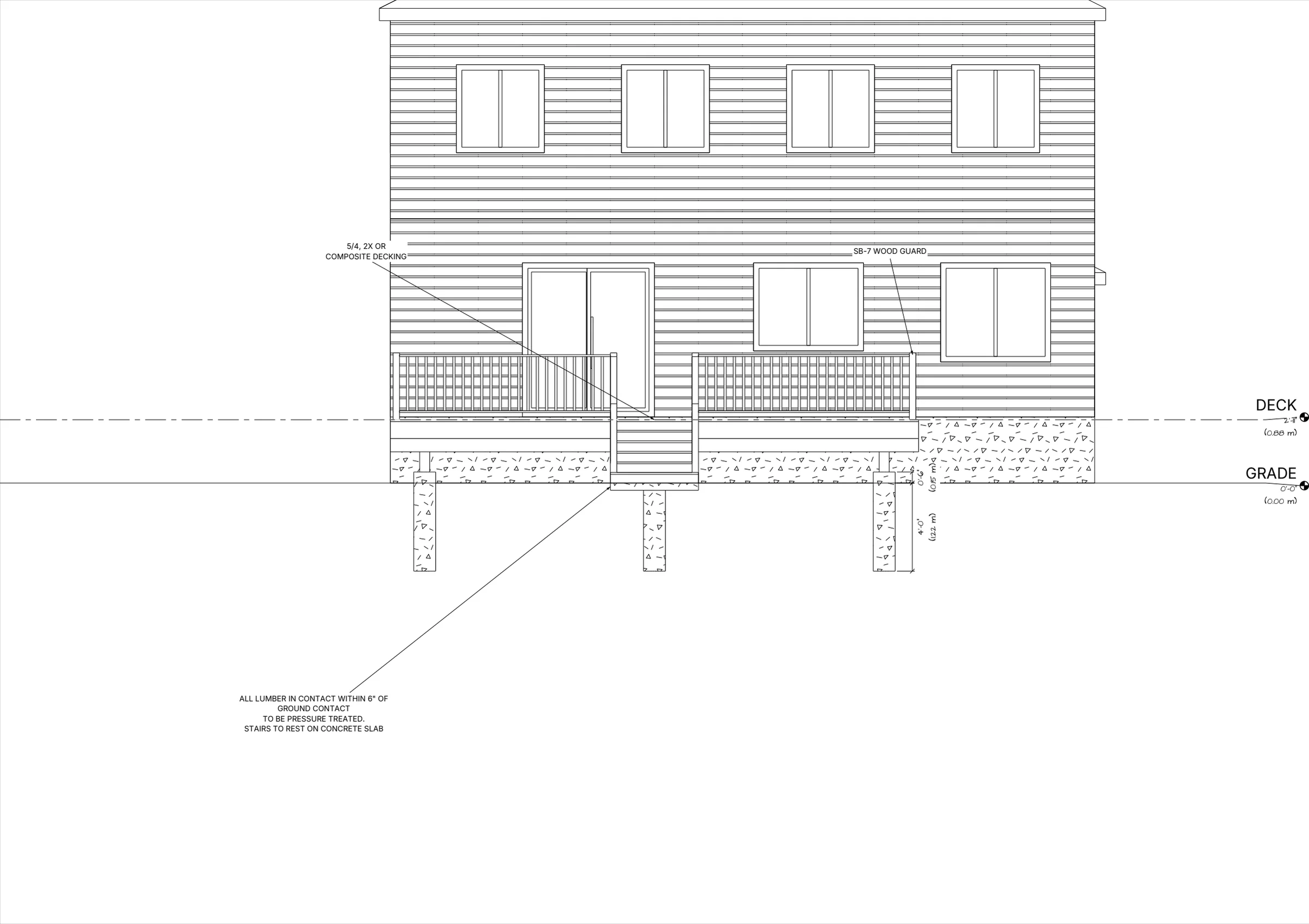 16x24 Spacious Raised Deck elevations preview