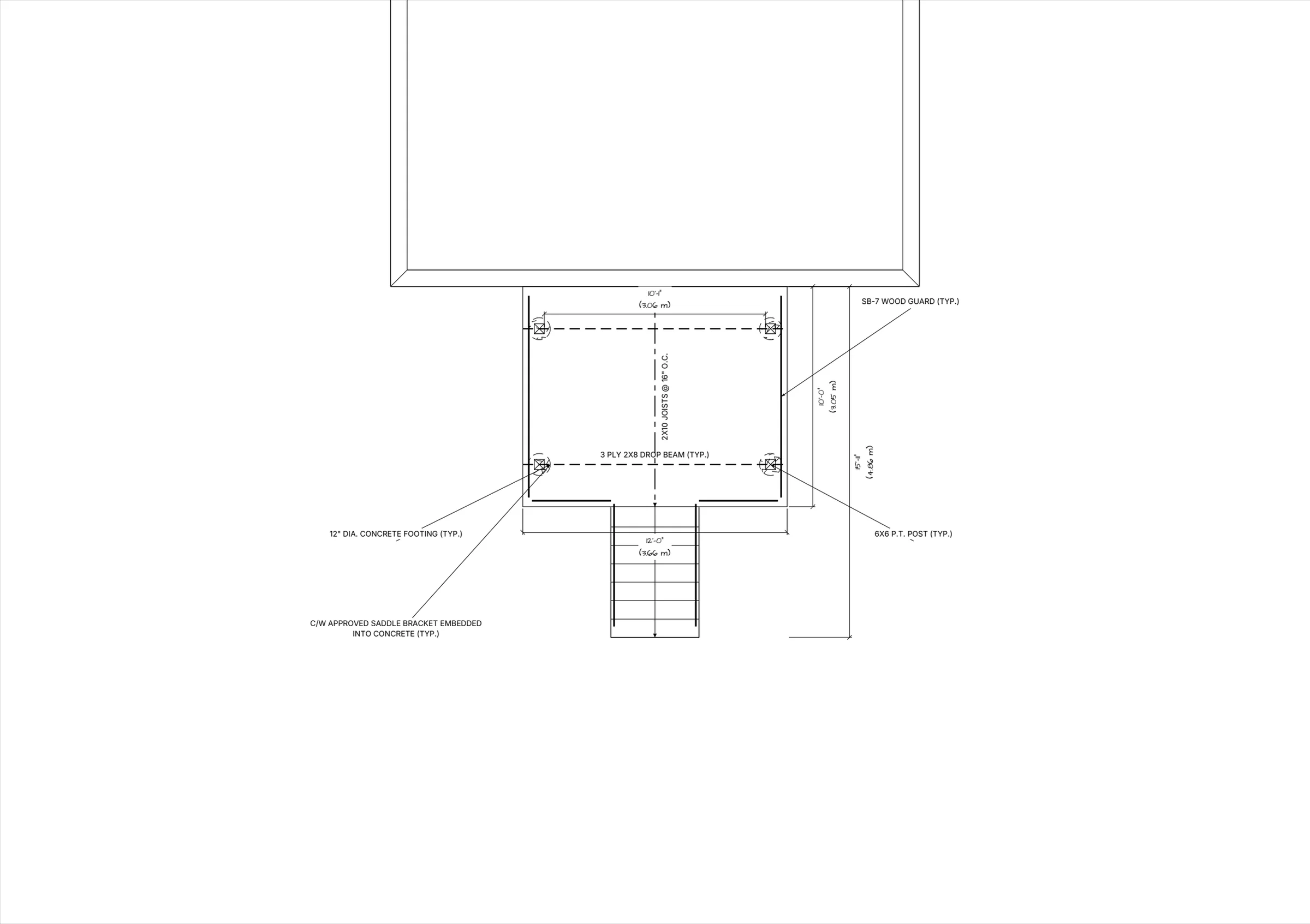 12x10 Budget Raised Deck floor plan preview
