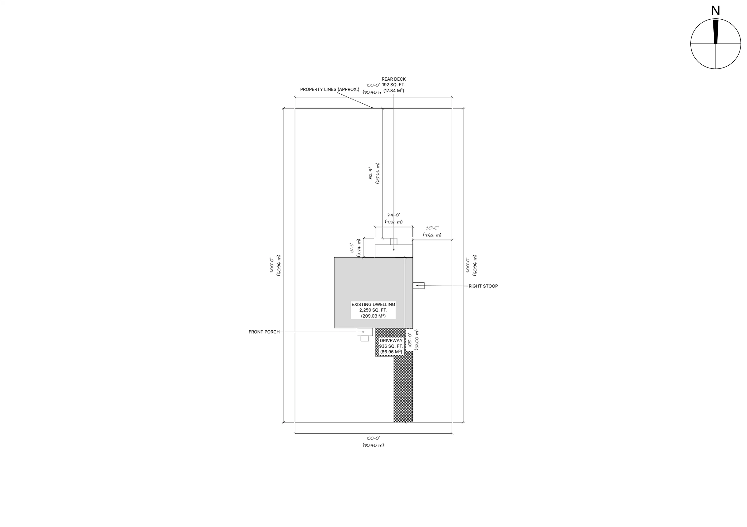 24x8 Medium Raised Deck site plan preview